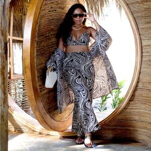 3 Piece Printed Kimono Set